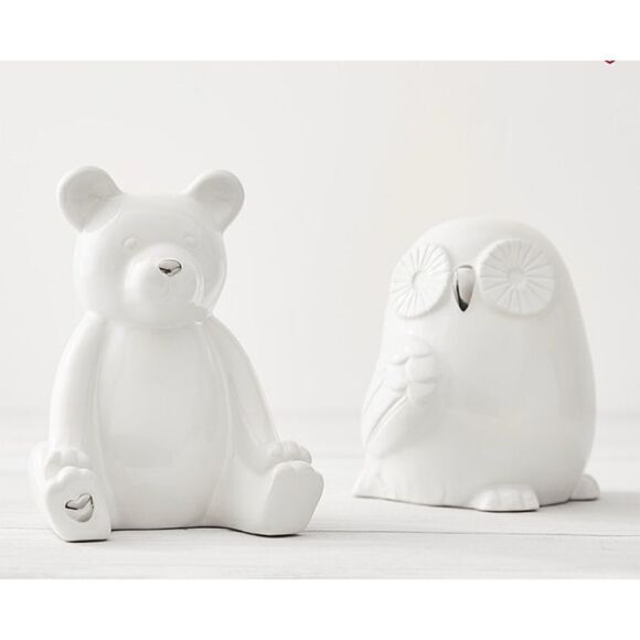 Pottery Barn Kids White Ceramic Owl Adorable Piggybank - Picture 2 of 9